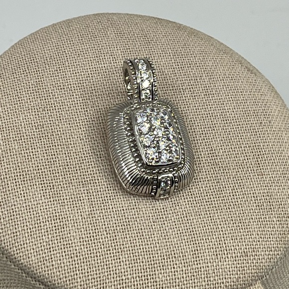 Vintage Judith Ripka Sterling Silver CZ Cluster Enhancer Pendant - Picture 8 of 16